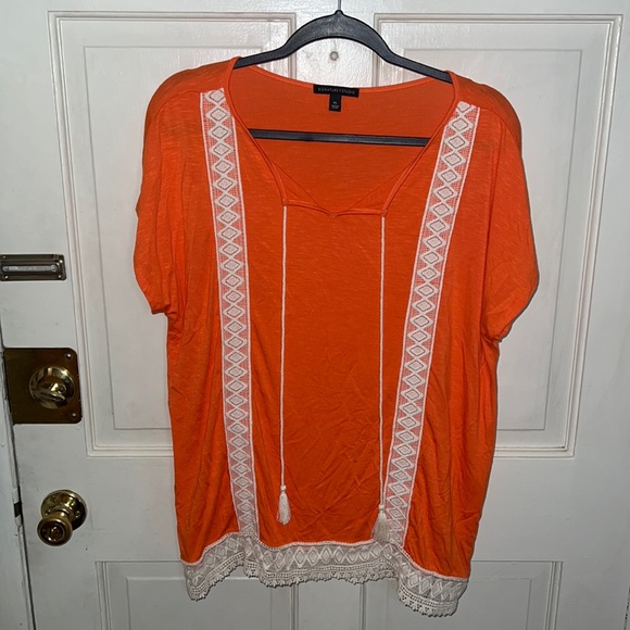 Signature Studio Tops - Signature Studio Orange Colored Shirt with Lace Detail Size XL